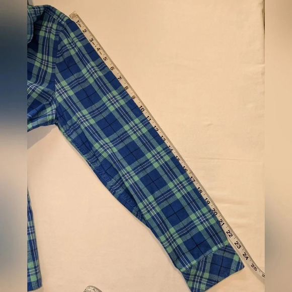 Talbot's long sleeve button down blue/green plaid shirt, size M - Picture 6 of 8